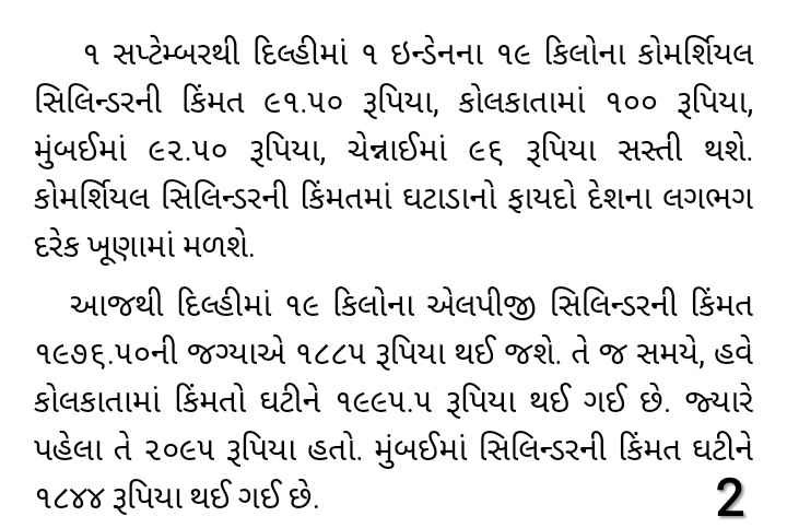 કોમર્શિયલ LPG સિલિન્ડરના ભાવમાં ૧૦૦ રૂપિયાનો ઘટાડો